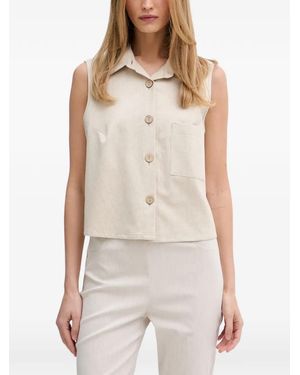 Joseph Ribkoff Button-Up Sleeveless Top - White