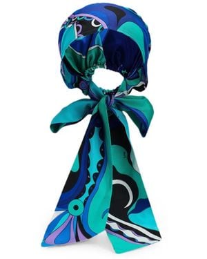 PUCCI Abstract-Print Silk Bandana Hat - Blue