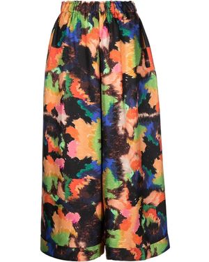 Daniela Gregis Abstract-Print Wide-Leg Culottes - Blue