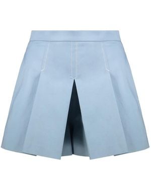 RED Valentino Pleated Contrast-Stitch Mini Shorts - Blue