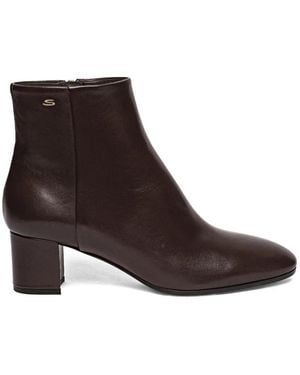 Santoni Stiefel mit runder Kappe und Reißverschluss - Braun