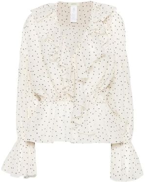 ViCOLO Polka-Dot Ruffled Blouse - White