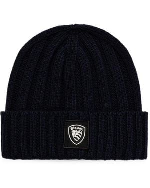 Blauer Logo-Patch Beanie Hat - Black