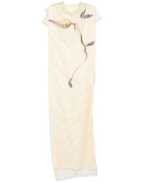 Sportmax Spsviale Graphic-Print Open-Back Midi Dress - White