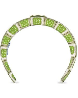 Prada Geometric-Pattern Headband - Green
