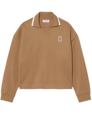 Lacoste Oversized Polo Collar Piqué Sweatshirt - Natural