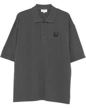 Maison Kitsuné Fox-Head Embroidered Polo Shirt - Grey