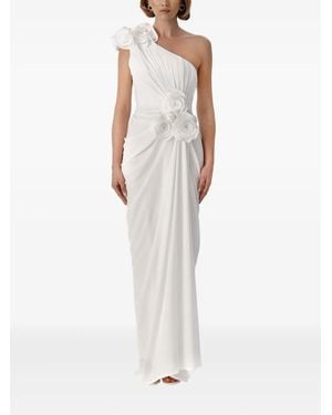 Ana Radu Rose-Embellished One-Shoulder Dress - White