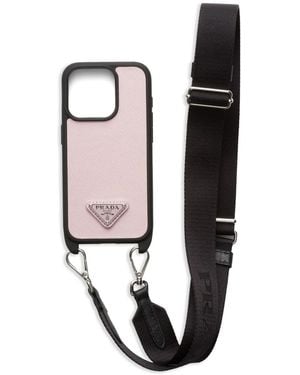 Prada Triangle-Logo Iphone 15 Pro Case - Black