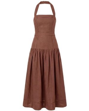 Nicholas Vivianne Halterneck Midi Dress - Brown