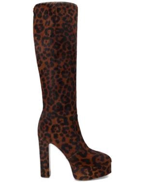 Roberto Cavalli Leopard-Print Platform Boots - Brown