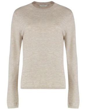 Max Mara Fine-Knit Long-Sleeve Wool Top - White