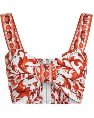 Dolce & Gabbana Elegant Bow Front Shirt - Red