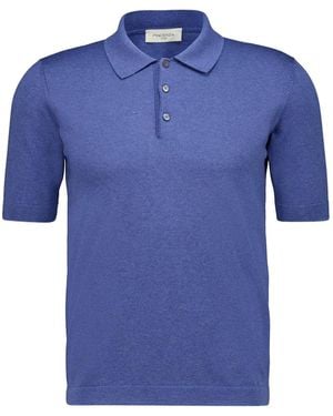Piacenza Cashmere Poloshirt Mit Kurzen Ärmeln - Blau