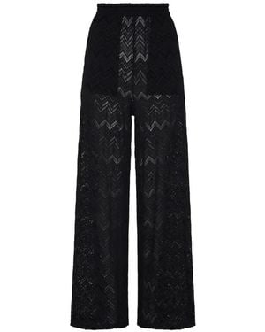 Vilebrequin Chevron-Knit Wide-Leg Trousers - Black