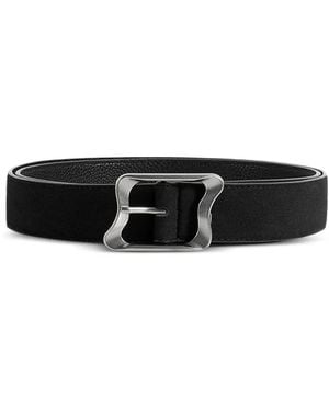 Manière De Voir Eleanor Suede & Leather Statement Buckle Belt - White