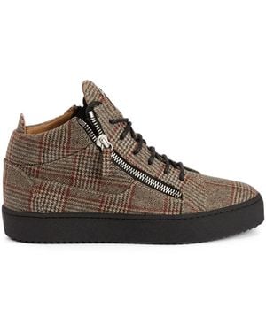 Giuseppe Zanotti Kriss Check-Pattern Trainers - Brown