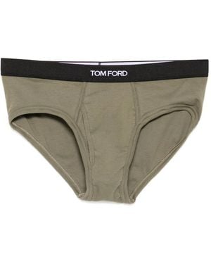 Tom Ford Logo-Waistband Briefs - Gray