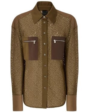 Pinko Lace Panelled Shirt - Brown