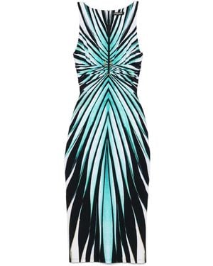 Roberto Cavalli Striped Midi Dress - Blue