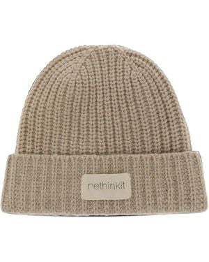 Rethinkit Studios Chamonix Logo-Patch Ribbed-Knit Beanie Hat - Natural