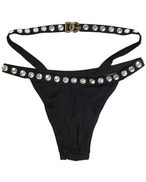 Dolce & Gabbana Crystal-Embellished Bikini Bottoms - Black