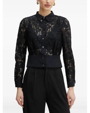 Morgan Cegil Lace-Embelished Shirt - Black