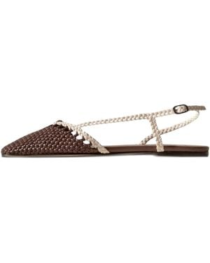 Hereu Rondaia Wov-leather Slingback Flat Pumps - ホワイト