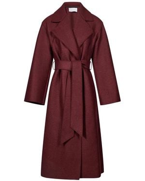 Harris Wharf London Belted Notch-Lapels Coat - Red