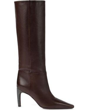 Brunello Cucinelli 80Mm Pointed Heel Leather Boots - Brown