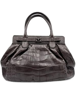 Zagliani Crocodile-Effect Shoulder Bag - Black