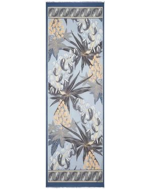Etro Frayed Floral-Print Scarf - Blue