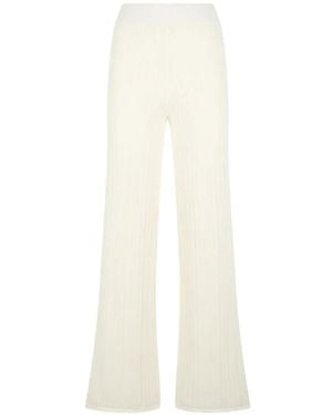 Alpha Studio Ribbed-Knit Trousers - White