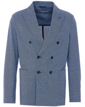 Circolo 1901 Double-Breasted Mini-Check Blazer - Blue