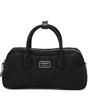 Emporio Armani Logo-Plaque Tote Bag - Black