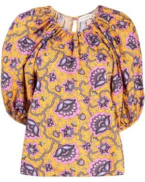 RHODE Blouse Rowan En Soie À Imprimé Graphique - Rose
