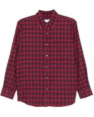 DUNST Geruit Shirt Met Lange Mouwen - Rood