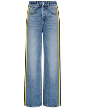 Rag & Bone Rb Miramar Sport Stripe Wide-Leg-Jeans Mit Seitenstreifen - Blau