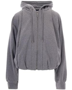 Sportmax Zip-Up Drawstring Hoodie - Grey