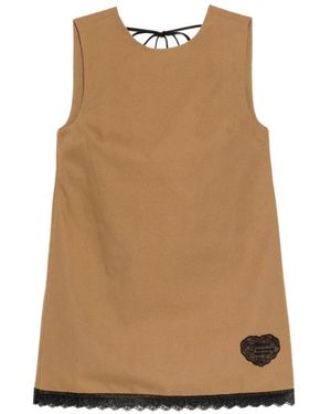 Ganni Lace-Trimmed Sleeveless Dress - Natural