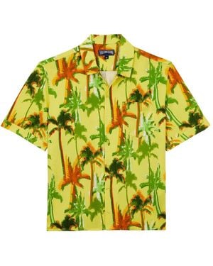 Vilebrequin Palms Offset Cotton Shirt - Yellow