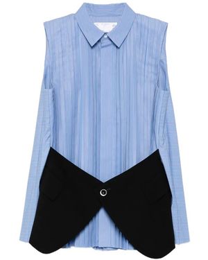 Sacai Blouse Sans Manches À Empiècements Plissés - Blue