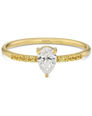 ROSEKEY 18Kt Pixies Solitaire Gelbgoldring Mit Diamanten Und Saphir - Mettallic