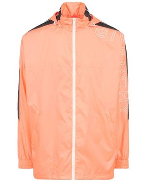 Givenchy Oversized Logo-Print Zip-Up Hooded Windbreaker Jacket - Pink
