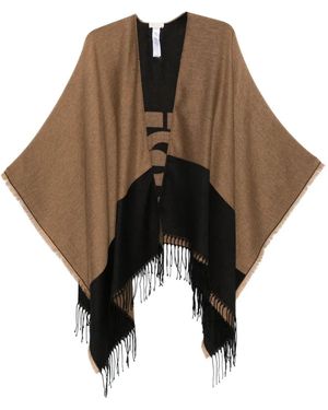 Liu Jo Logo-Detail Fringed Poncho - Brown