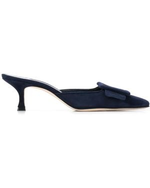 Manolo Blahnik Mules Mit Oversized-Schnalle - Blau