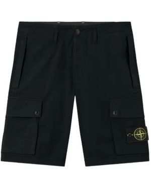Stone Island Compass-Badge Cargo Shorts - Black
