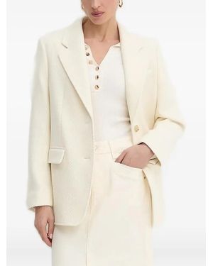 BOSS Herringbone Wool Blazer - Natural