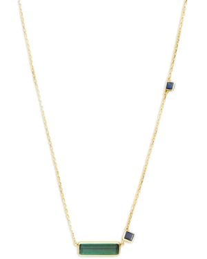 Yi Collection 18K Tourmaline And Sapphire Bar Necklace - Metallic