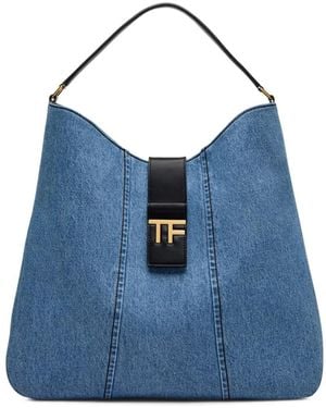 Tom Ford Tf Denim Tote Bag - Blue
